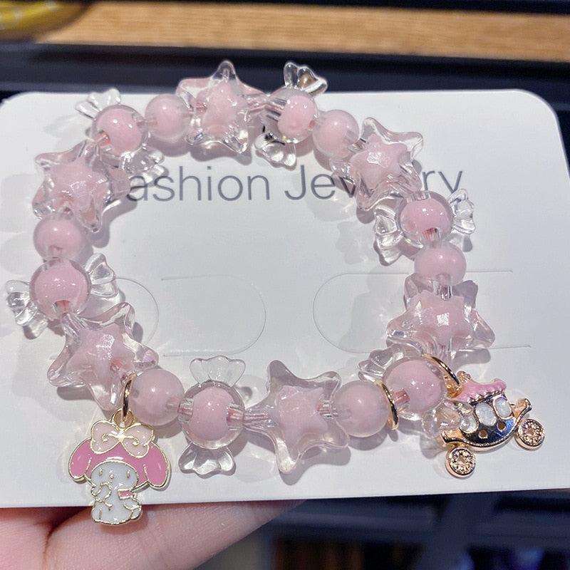 Kawaii Hello Kitty Bracelet Cinnamoroll Cartoon Anime Sanrios Bangle My Melody Jewelry Charms Cute Accessory Birthday Girls Gift