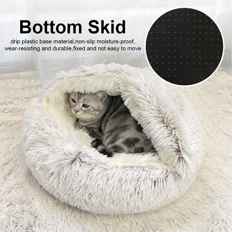 Dog winter plush pet cat bed Round cat mat Cat House 2 in 1 Warm cat sleeping bag cat litter dog kennel Dog supplies