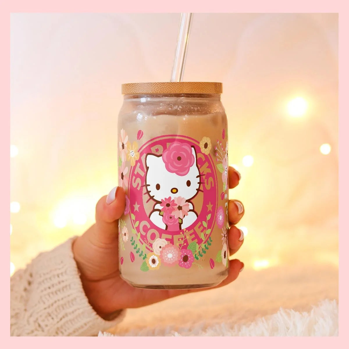 Miniso Cartoon cute cat For Libbey 16oz Can Glass 3D Waterproof UV DTF Coffee Can Wrap Libbey Glass Wrap
