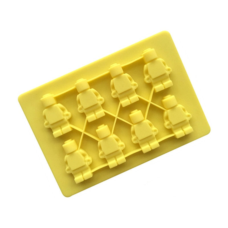 Block Silicone Mold Building Brick Robot Chocolate Jelly Ice Cube Tray Cake Decoration Cupcake Topper Kids Birthday Party Car