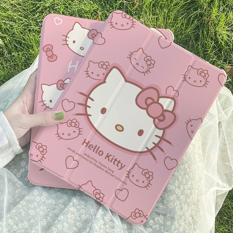 Kawaii Sanrio Ipad Protective Case Cat Accessories Cute Anime Apply Ipad Pro Air4/3Mini Transparent Drop-Proof Toy for Girl Gift
