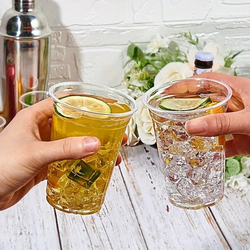 20/50PCS Transparent Milk Tea Cups with Lids Disposable Plastic Cups Fruit Juice Coffee Sand Ice Cream Beverage Containers party