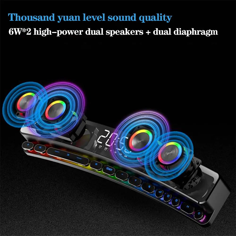 3600mAh BT Wireless Game Bluetooth Speaker Soundbar USB 3D Stereo Subwoofer AUX Home Indoor Sound Bar Computer Loudspeaker SOAIY