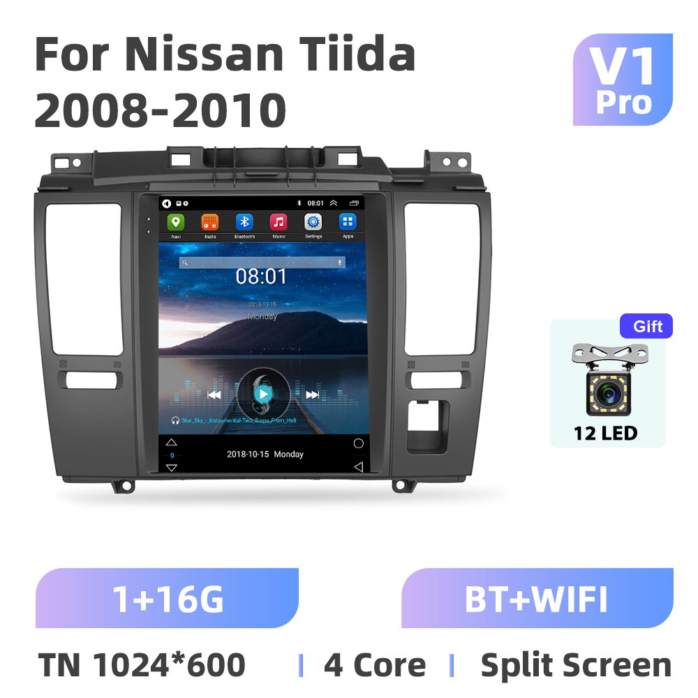 Podofo Android 11 Car Radio For Nissan Tiida 2008-2010 Multimedia Video Player Carplay Auto 9.7'' Autoradio GPS WIFI 256G DVD FM