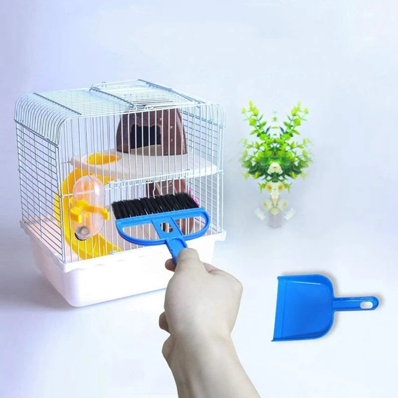 Mini Dust Pan and Brush Set for Guinea Pig Toys, Hamster Cleaner Hedgehog Supplies, Small Broom and Dust Dust for