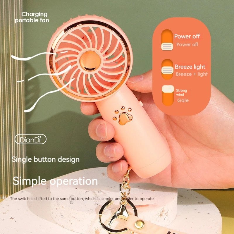 A summer new mini fan cute cartoon portable charging usb handheld student outdoor fan