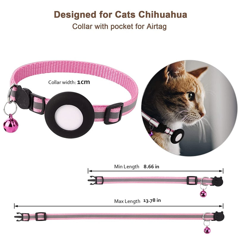 Portable Pet Locator Collar Lightweight Adjustable Fashion Cat Tracker Collar for Apple AirTag Air Tags Small Pet Accessories