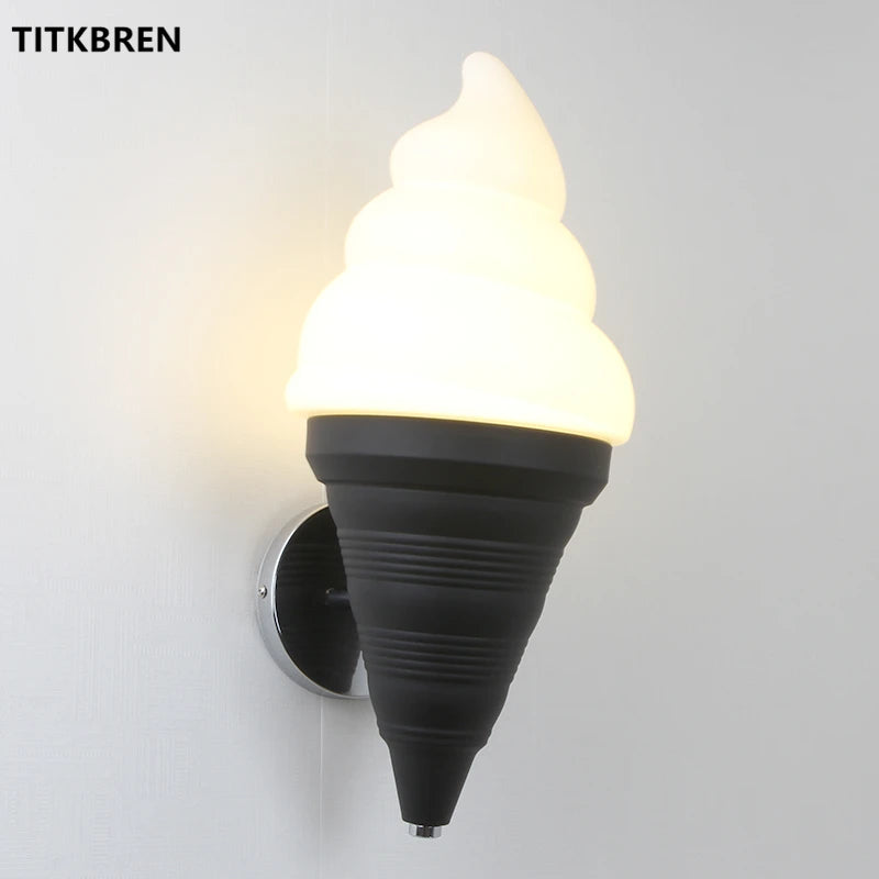Dessert Shop Restaurant Ice Cream Cones Wall Lamp Creative Children's Room Bedside LED Lights Art Deco Fixture Home Lighting