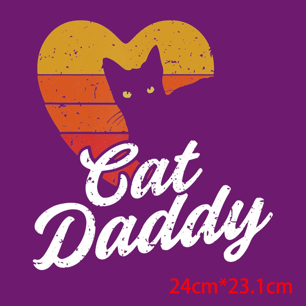 Dad Birthday Gift Funny Dad Cat Patches Father's Day Heat Transfer Stickers Fashion Thermo Stickers Fashion Graphic Appliques