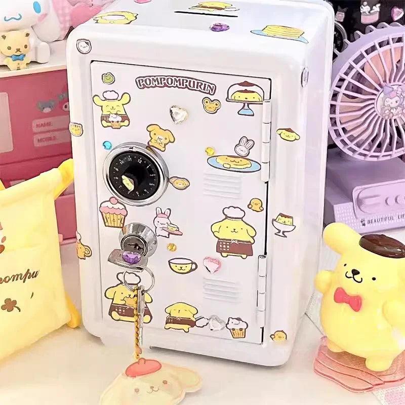 Sanrio My Melody Cinnamoroll Piggy Bank Cartoon Anime Hello Kitty Pochacco Pompom Purin Cute Mini Key Safe Deposit Children Toys