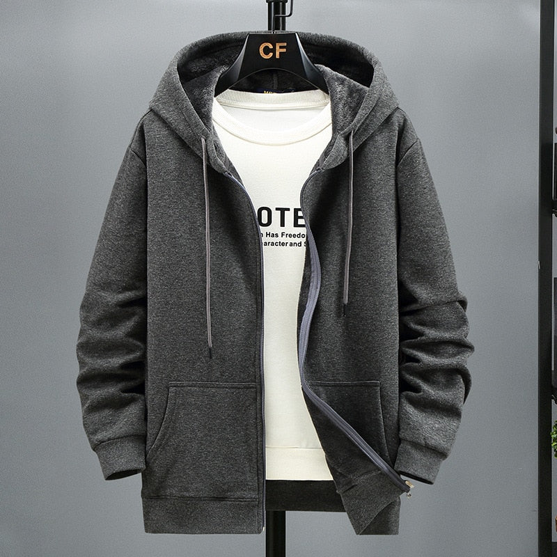 12XL 10XL Men's Fleece Outdoor Plus Size Man Hoodies Spring Autumn Polar Fleece Cardigan Hooded Sweater Jacket Men Sweatshirt