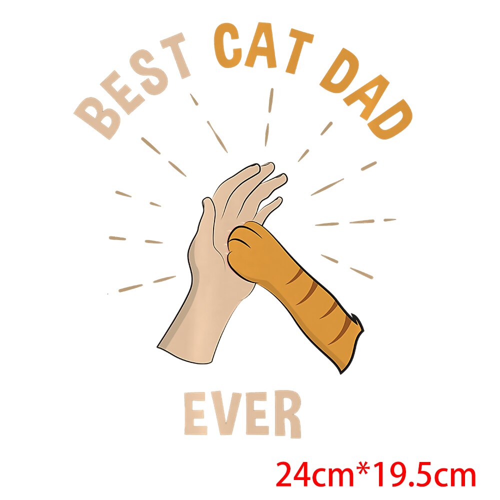 Dad Birthday Gift Funny Dad Cat Patches Father's Day Heat Transfer Stickers Fashion Thermo Stickers Fashion Graphic Appliques