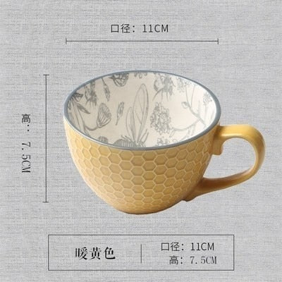 Hot Sale Colorful Ceramic Hand Painted Coffee Mugs Cup Creative Vintage Cafe Bar Drinkware Personality Breakfast Cups Tea Mug