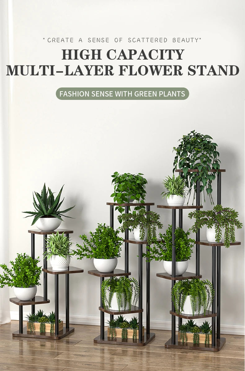 Flower Stand Rack Storage Shelf Iron Plant Holder Home Garden Flower Pot Organizer Living Room Balcony Storage Rack Shelves