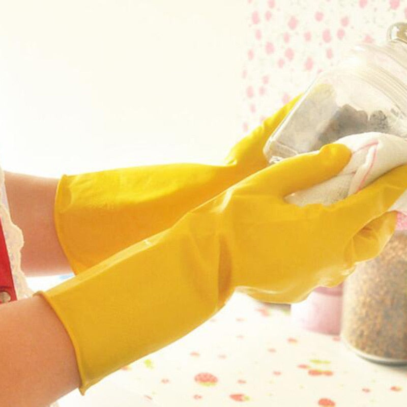 Female Waterproof Elastic Rubber Latex Dishwashing Gloves Non-slip Kitchen Durable Cleaning Housework Chores Dishwashing Tools