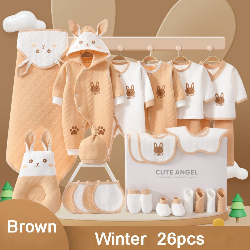 22/24/26 Pieces/0-3Months Newborn Baby Clothing 100% Cotton Kids Clothes Suit Unisex Infant Boys Girls Rabbit Clothing Set