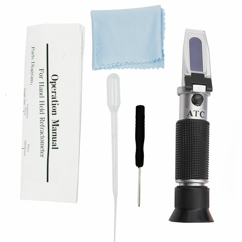 Handheld Sugar Refractometer Densimeter 0-32% Brix Sugar Concentration Tester Device Fruits Grapes ATC in Retail Box 30%OFF
