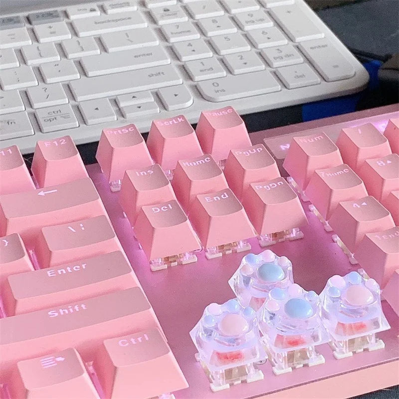 Novelty Cat Paws Pad Resin Keycaps Gaming Mechanical Keyboard Transparent Backlight RGB Cute Keycap Clear Light Through ESC WASD