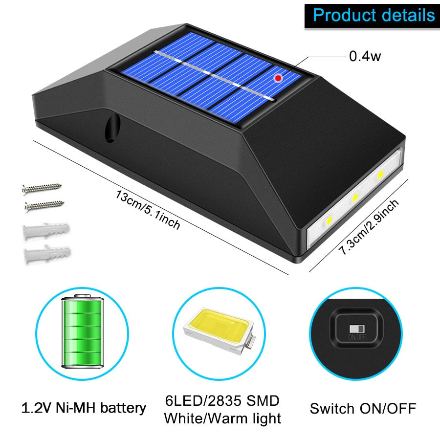 4 PACK Solar LED Light For Garden Decor Outdoor Waterproof Solar Lights Sconces Wall Lamps LED Garden Lights Outdoor Solar Lamp