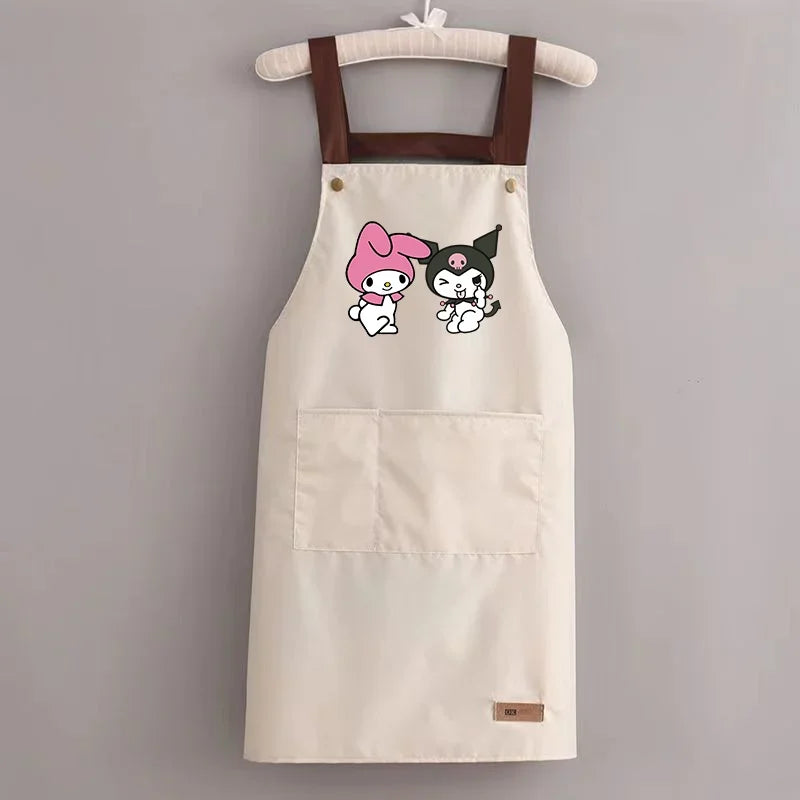 Sanrio Hello Kitty Kitchen Apron Waterproof Ladies Men Home Aprons Wipeable Oil Resistant Baking BBQ Restaurant Cafe Aprons Gift