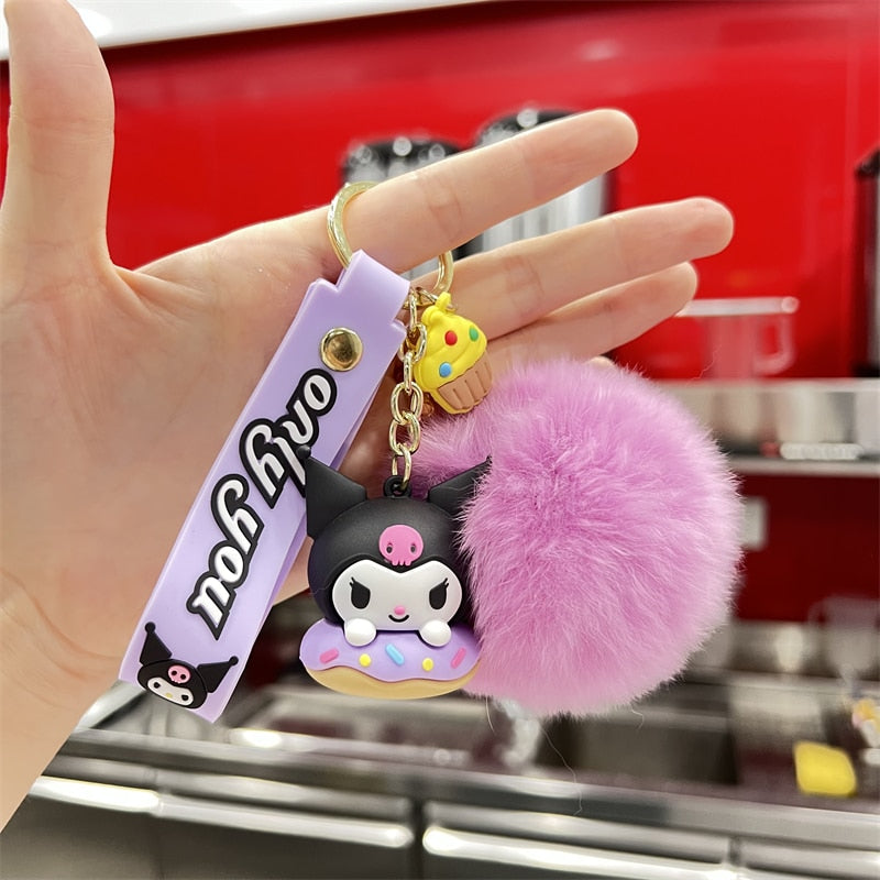 Kawaii Hello Kitty Keychain Sanrio Anime Cartoon Melody Kuromi Cinnamoroll Toys Cute Pendant Dolls Car Key Ring Girl&Child Gifts