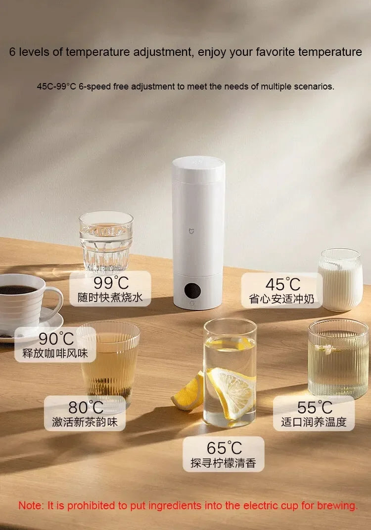 Xiaomi Mijia Portable Electric Heating Cup 2 Temperature LED Thermos 316 Stainless Steel Boiling Cup Kettle For Travel Coffee