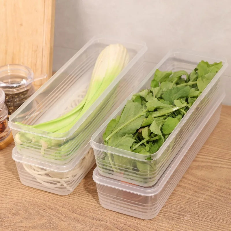 Fresh Box Refrigerator Storage Boxes Scallions Food Container with Lid Cold Crisper Sealed Kitchen Fresh Fruit Fridge Organiser