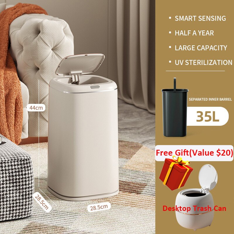 Smart Trash Can Automatic Induction Trash Bin Electric Touchless Wastebasket Kitchen Bathroom Waterproof Large Capacity Wastebin