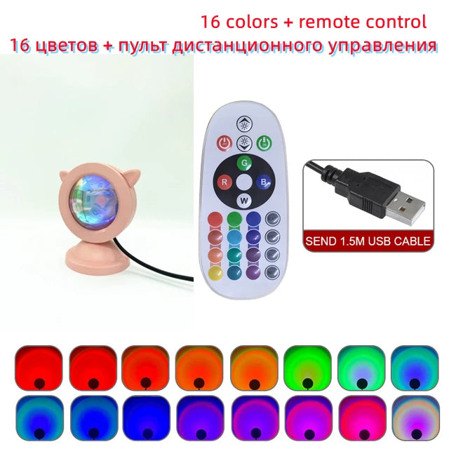 LTOON Mini sunset light net red sunset light floor-to-ceiling photo projection dusk warm light dawn dawn light USB night light