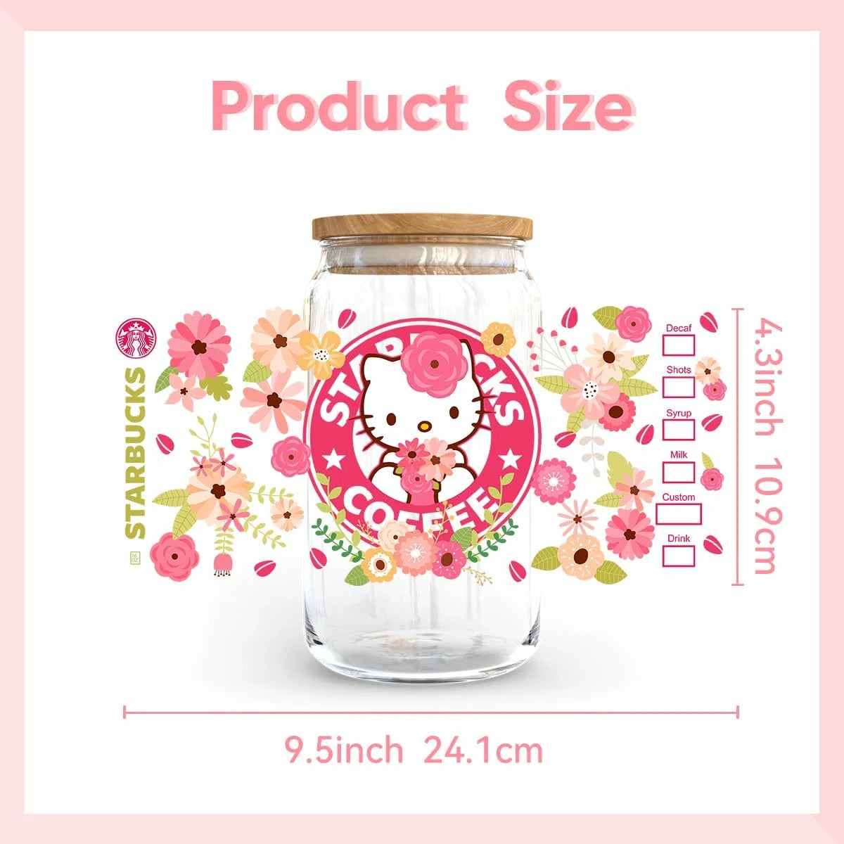 Miniso Cartoon cute cat For Libbey 16oz Can Glass 3D Waterproof UV DTF Coffee Can Wrap Libbey Glass Wrap