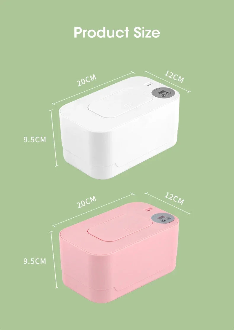 Baby Wipe Warmer Heater with LED Display Wet Towel Dispenser Portable USB Charge Baby Wipe Warmer Napkin Heating Box Home/Car