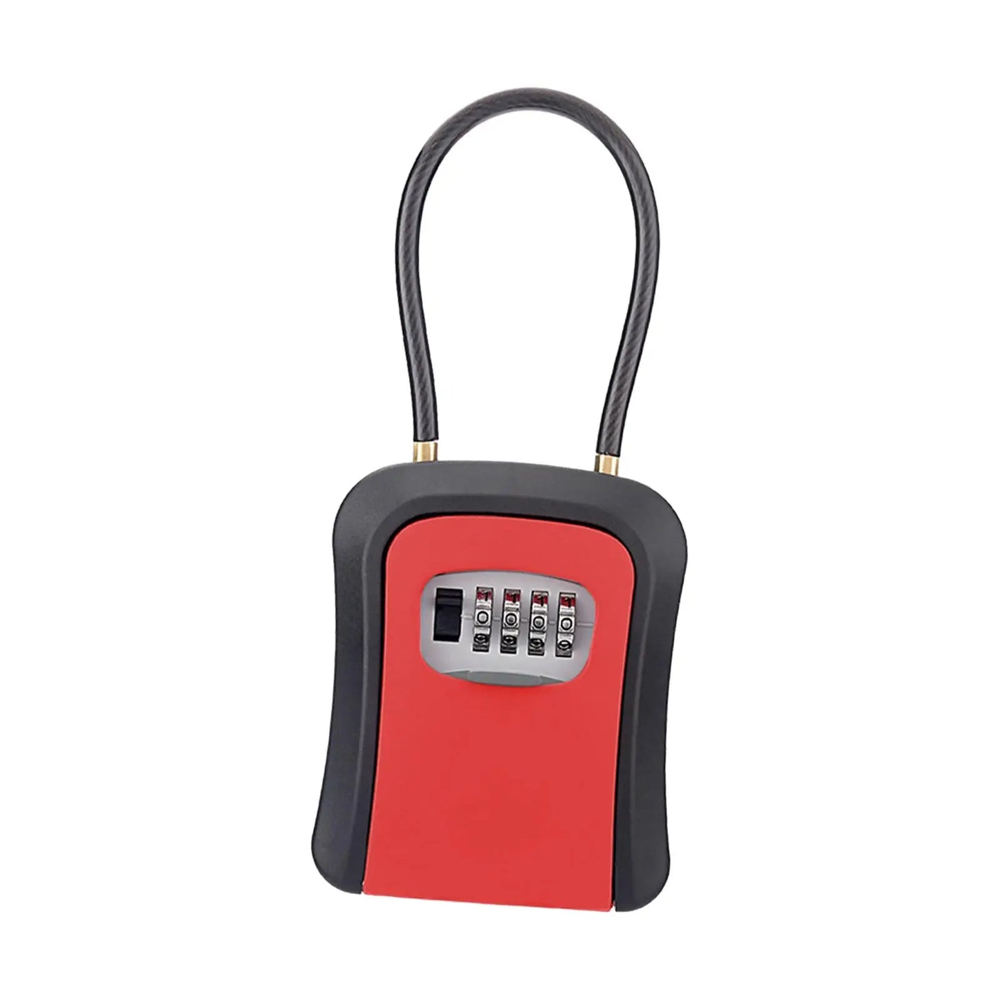 Box Key Security Box with 4 Digit Combination Steel Cable Shackle Weatherproof Portable for Door Knob or Car