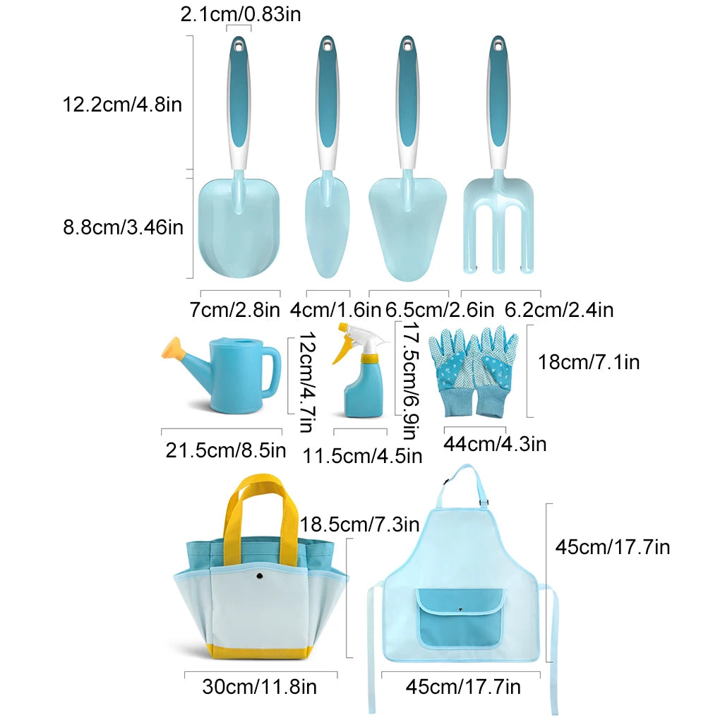 Kids Gardening Tool Set, All in One Garden Toys Set Including Kids Watering Can, Outdoor Gardening Gloves, Shovel, Rake, Apron