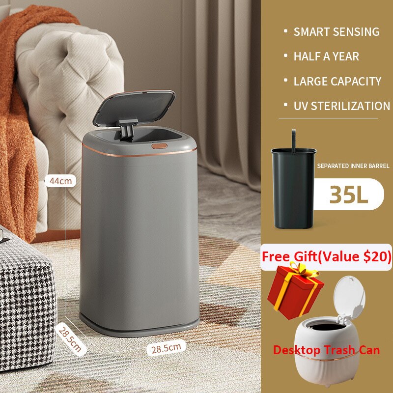 Smart Trash Can Automatic Induction Trash Bin Electric Touchless Wastebasket Kitchen Bathroom Waterproof Large Capacity Wastebin