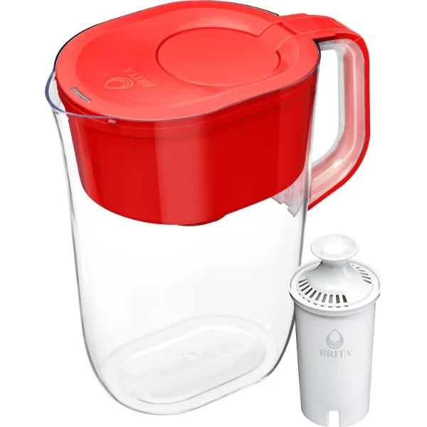 Brita Large 10 Cup Red Huron Water Filter Pitcher with 1 Standard Filter, Made Without BPA