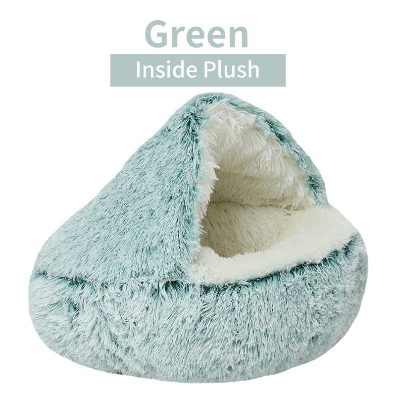 2023 Winter Long Plush Pet Cat Bed Round Cat Cushion Cat House Warm Cat Basket Cat Sleep Bag Cat Nest Kennel For Small Dog Cat