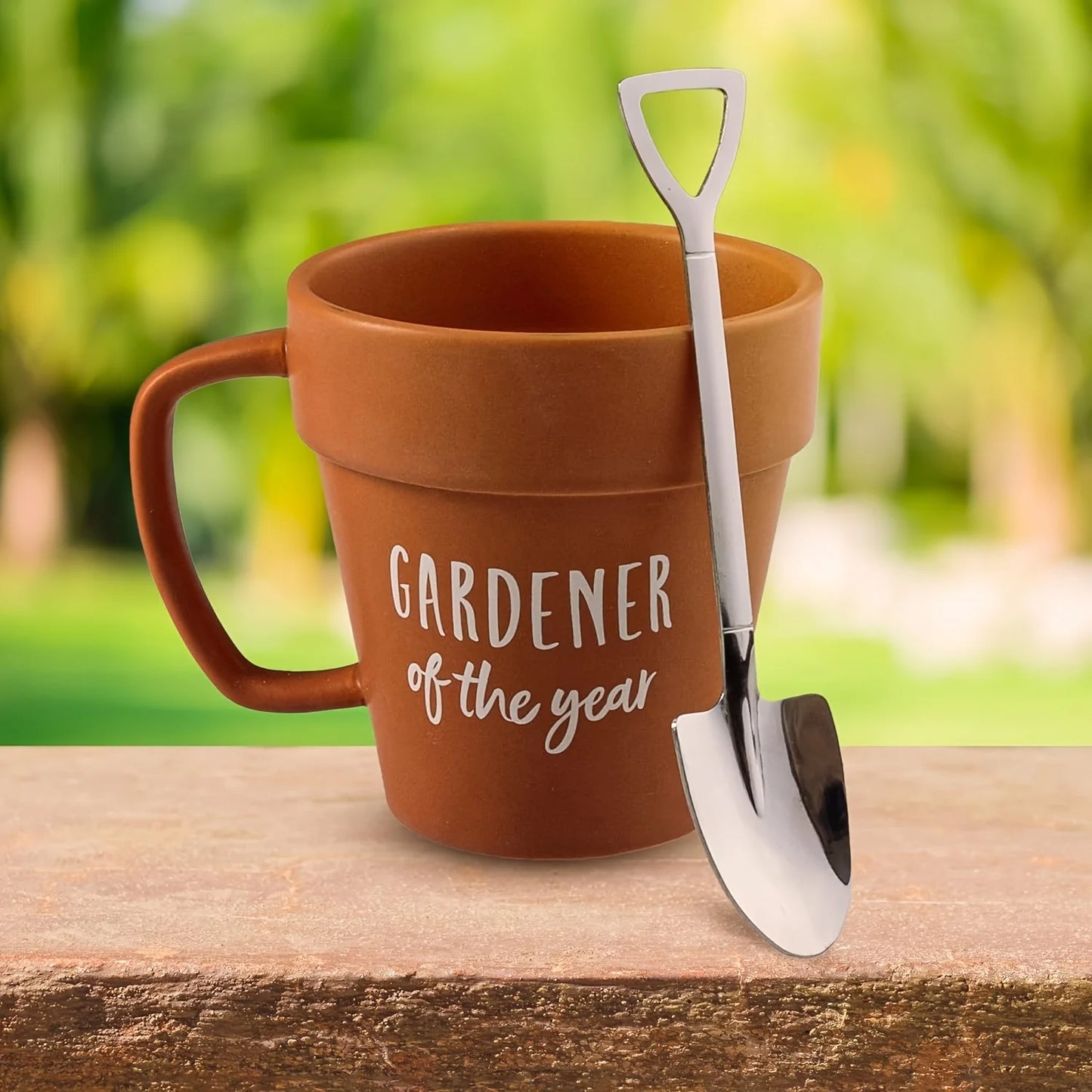 1set Gardener Coffee Cup Gift Funny Plant Pot Mug with Shovel Spoon Cool Coffee Mug for Men Women Mug for Gardener Birthday Gift