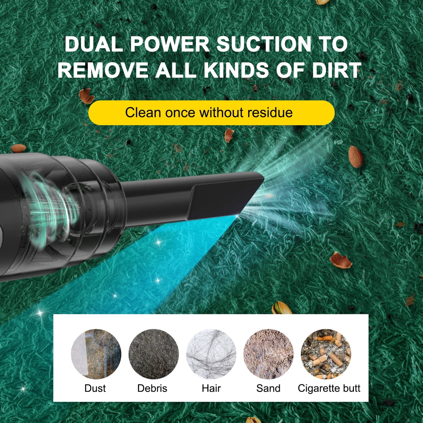 BELIBUY Car Vacuum Cleaner Portable Powerful Wireless Vacuum Cleaner Home Carpet Cleaner Home Appliance Mini Cleaning Machine