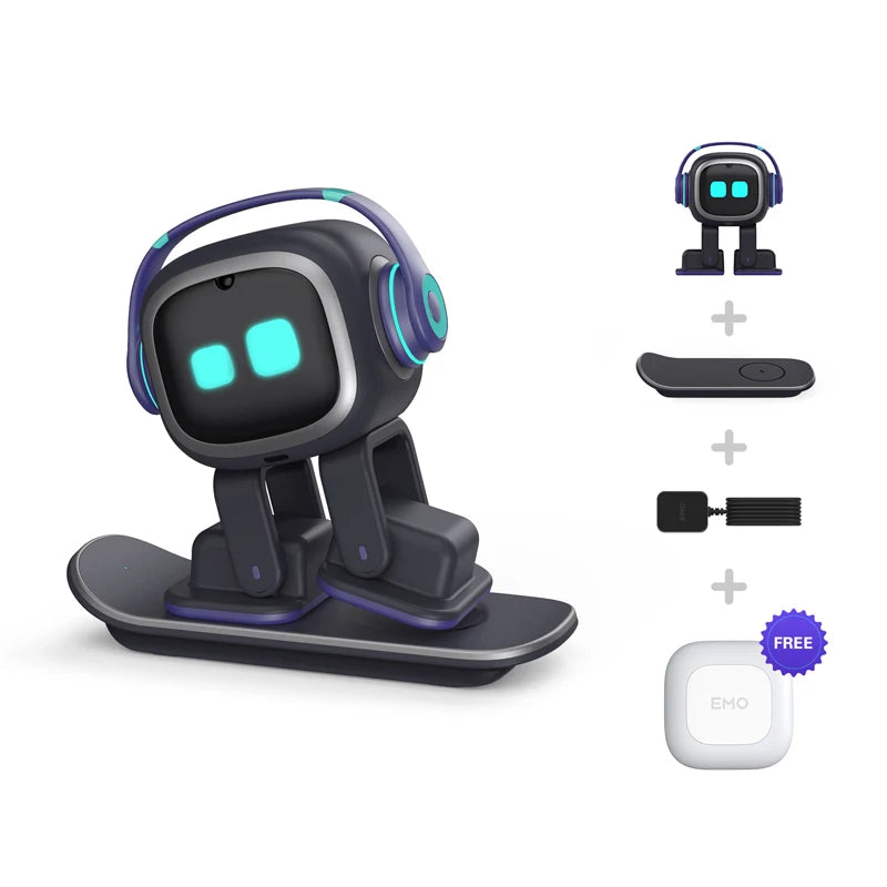 EMO robot toy desktop voice recognition, emotional AI communication, intelligent child companionship, interactive electronic pet