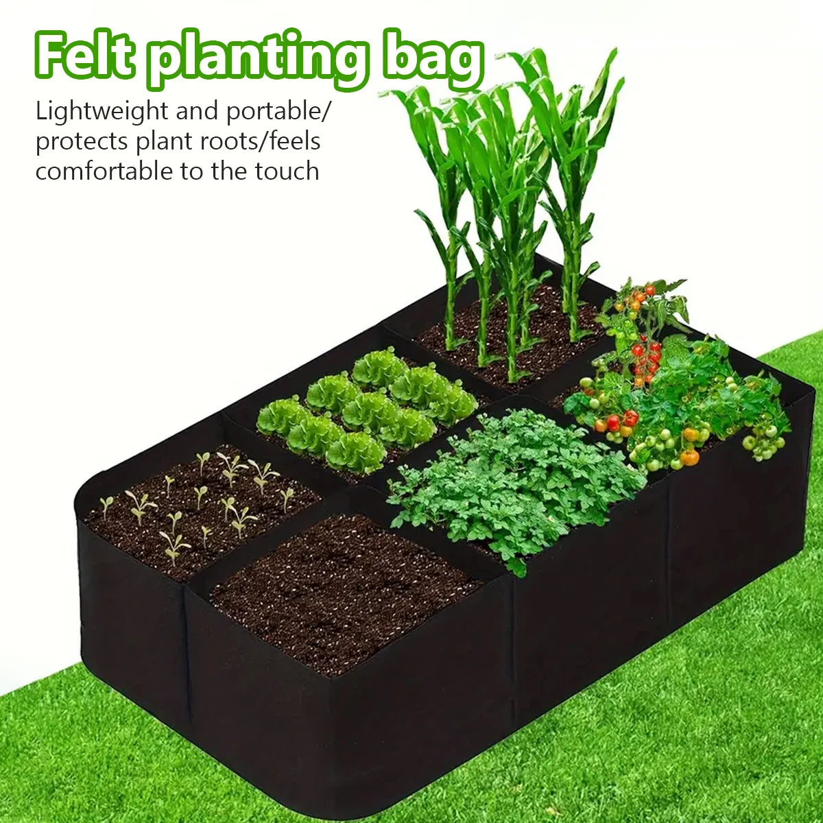 Garden Planting Bag Multi-gird Felt Growing Bag Rectangle Planting Nursery Pot Vegetable Tomato Potato Planting Container Plant