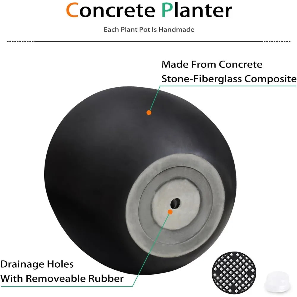 Ball Concrete Ball Planter Outdoor Indoor, Large Cement Plant Pots for Trees Flowers