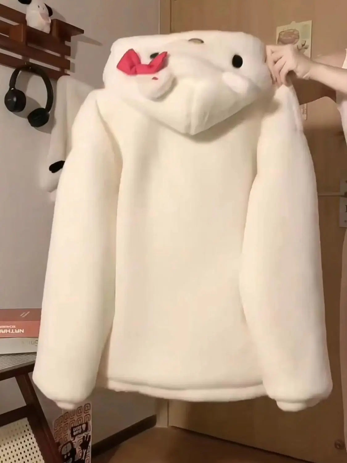 Hot Kawaii Sanrios Hellokitty Hooded Sweatshirt Girls Autumn Winter Cute Loose Cardigan Thickened Couple Casual Versatile Jacket