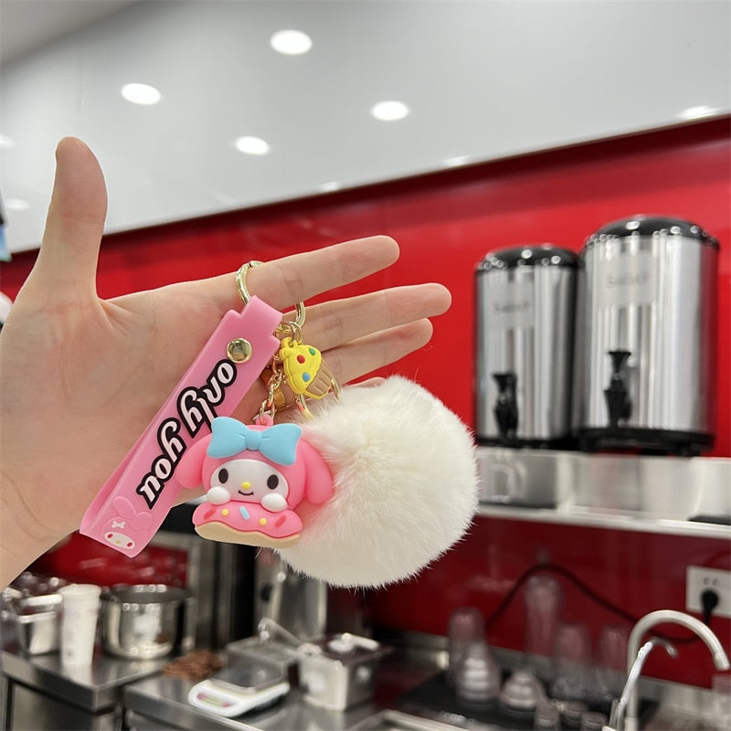 Kawaii Hello Kitty Keychain Sanrio Anime Cartoon Melody Kuromi Cinnamoroll Toys Cute Pendant Dolls Car Key Ring Girl&Child Gifts