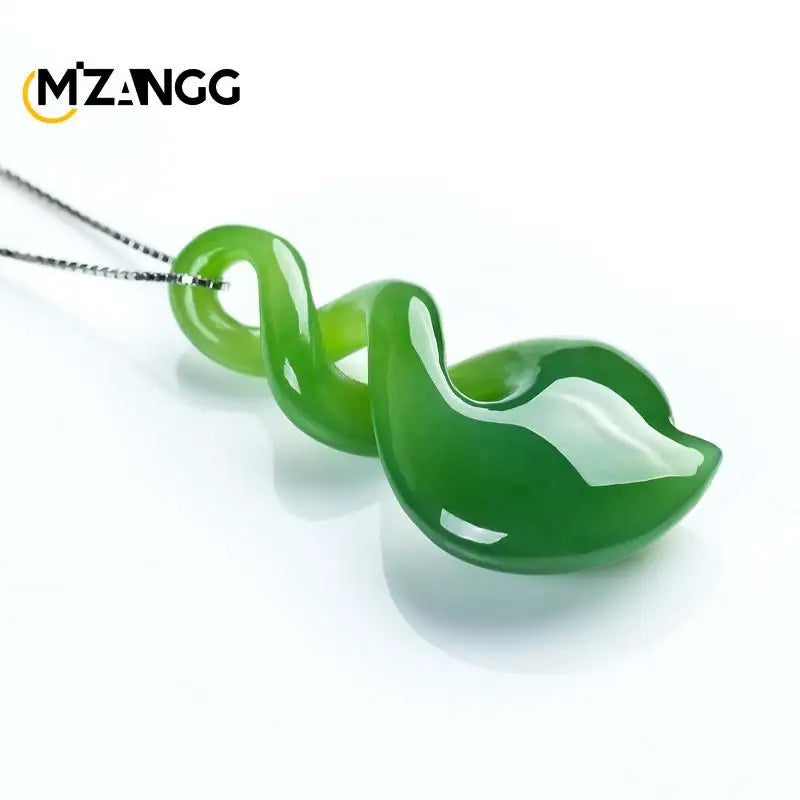 Natural Hand-carved Green Jade Pendant Lucky Wealth Fashion Ladies Necklace Men Personalized White Jade Amulet Holiday Gift
