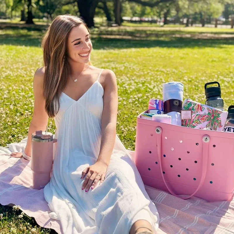 XL Eva Beach Boggs Bag Waterproof Extra Large Tote Bag Beach Basket Women Picnic Handbag 48cm XL Tote Bag Rubber shopping Bags
