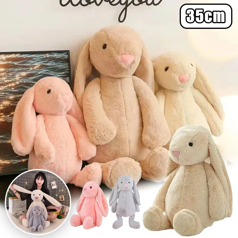 Cute Easter Rabbit Plush Toy Long Ear Bunny Stuffed Animal Soft Cotton Sleeping Mate for Boys and Girls