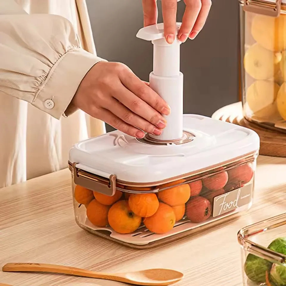 Vacuum Sealed Canister Household Fresh-keeping Box Refrigerator Food Storage Containers Drainable Kitchen Organizers Fruit Tank