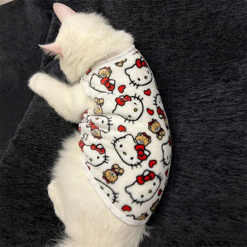 Kawaii Hello Kitty Cat Sweater Costume Winter Warm Pet Clothes for Cats Pullover Mascotas Clothing Gatos Products for Animals