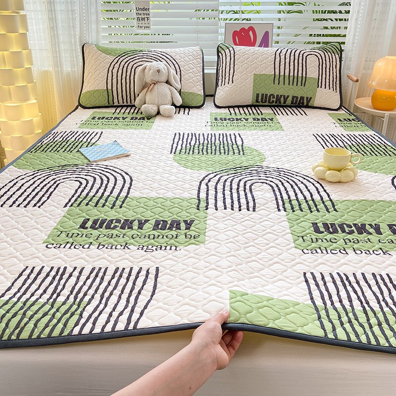 Natural Latex Thick Cooling Mat for Summer Cool Feeling Rayon Matress Pad Soft Air-Permeable Cold Summer Mat for Bed Sheet Set