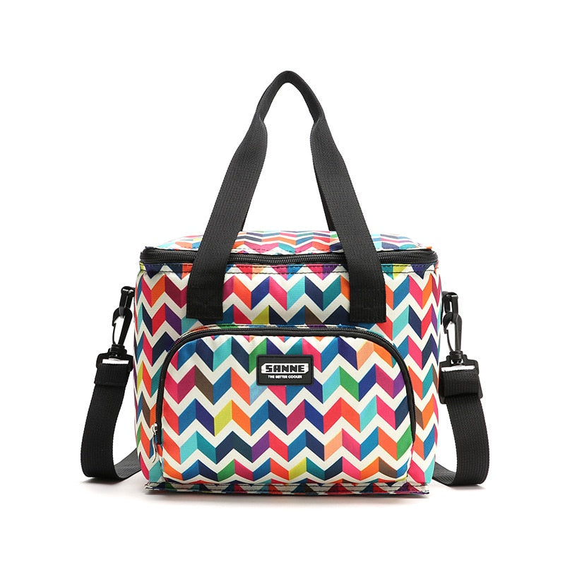 New Oxford Double Layer Cooler Lunch Bag Printed Insulated Thermal Food Picnic Handbag Portable Shoulder Lunch Box Tote